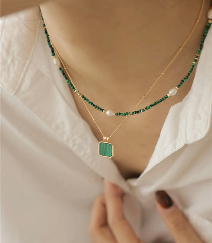 Square Malachite Necklace