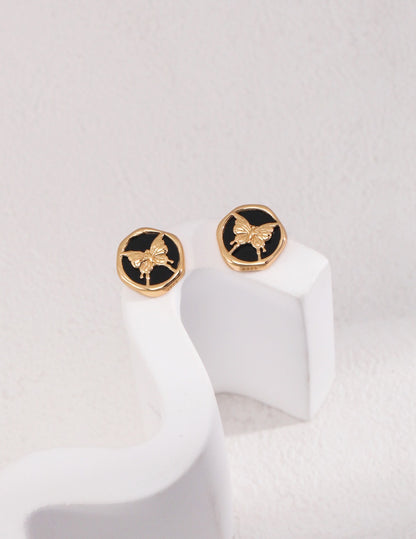 French Golden Butterfly Earrings