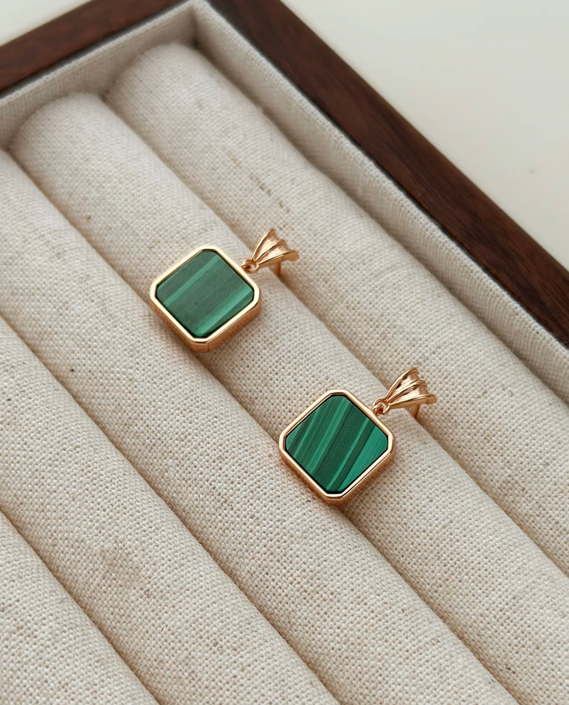 Square Malachite Earrings