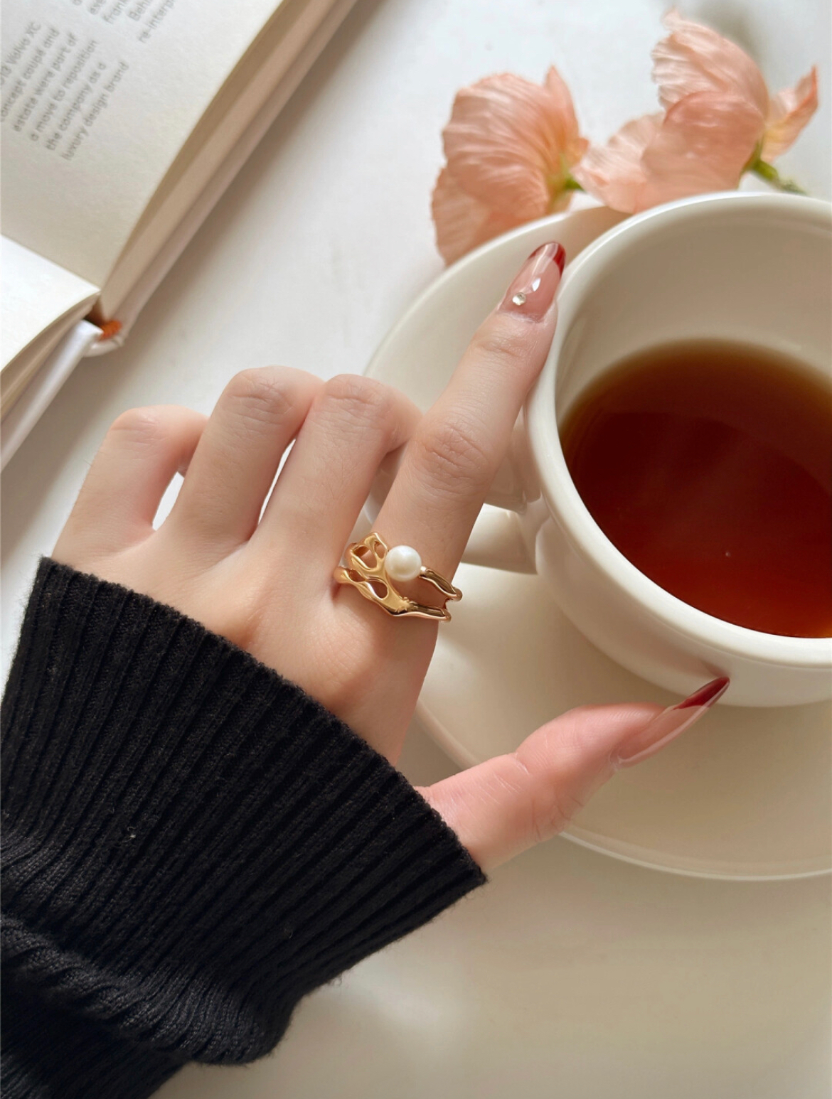 Bague de perles des vagues 