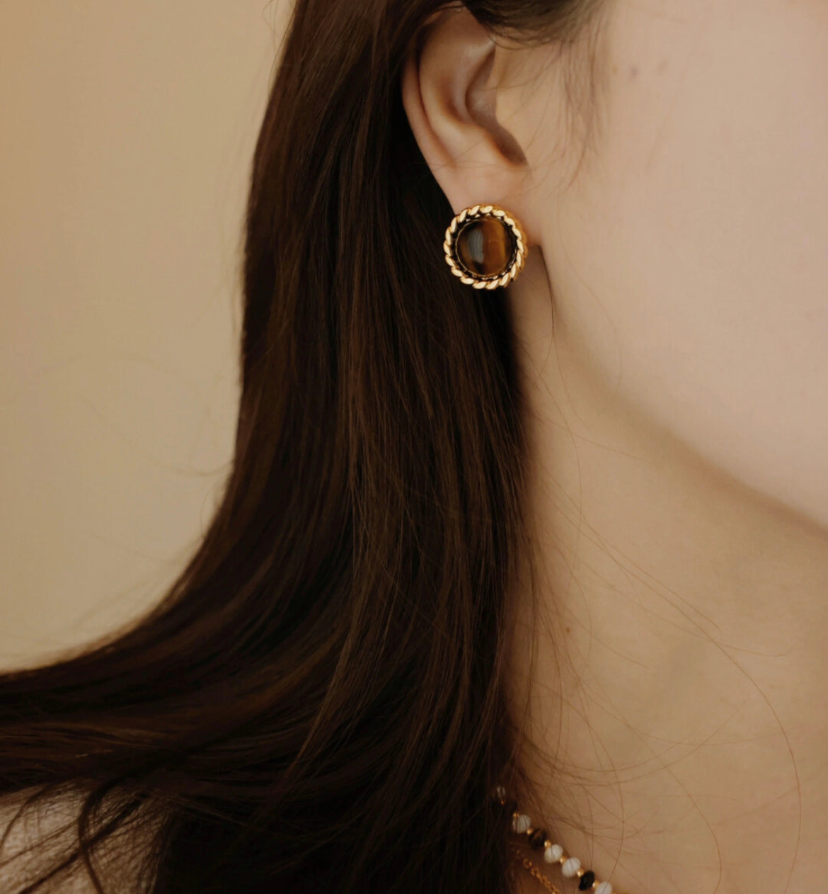 Round Tiger Eye's Earrings