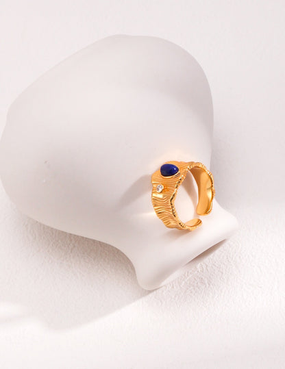 Lapis Lazuli Leaf Ring | Estincele Jewellery | Women's Rings 