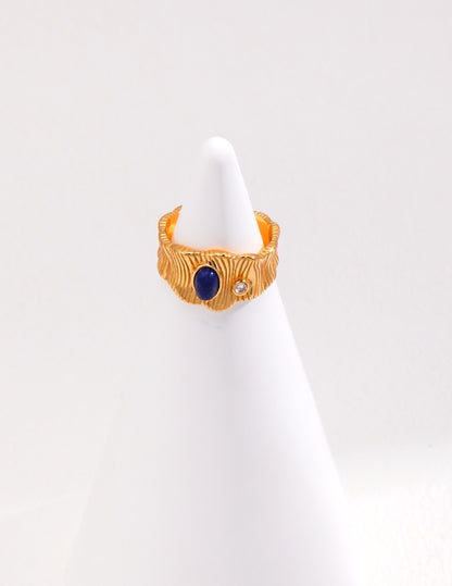 Lapis Lazuli Leaf Ring | Estincele Jewellery | Women's Rings