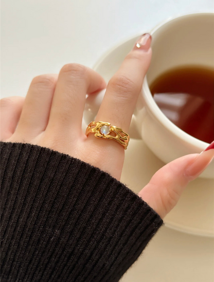 Double Layer Moonstone Ring