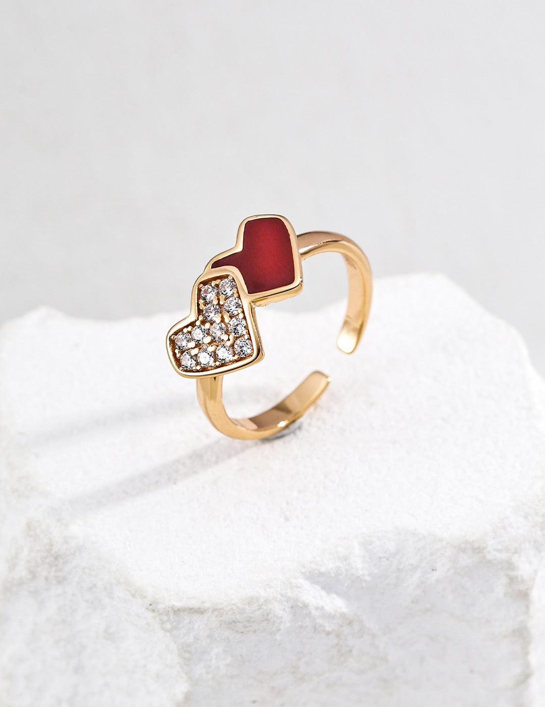 Double Heart Silver Ring