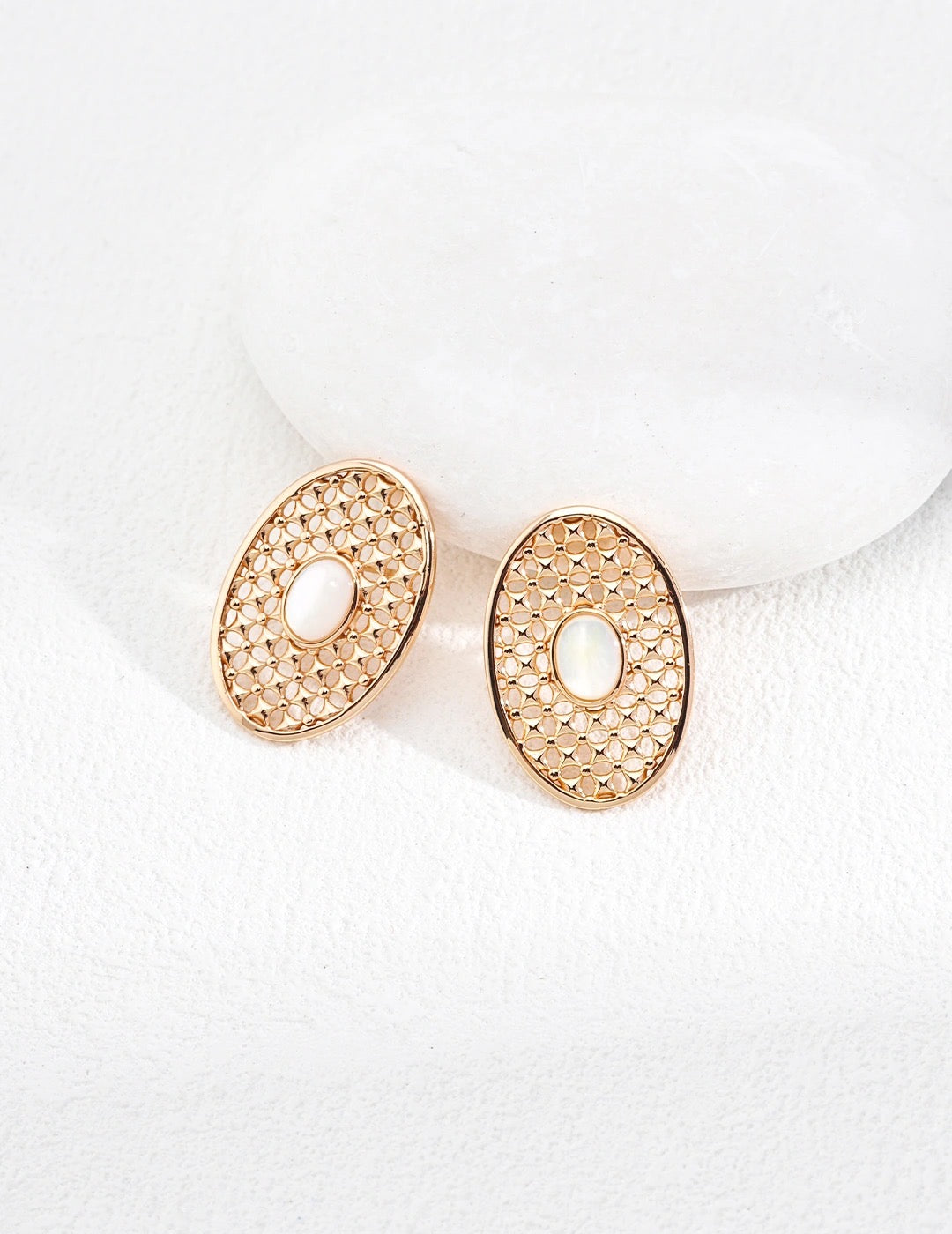 Oval Mother-of-Pearl Earrings