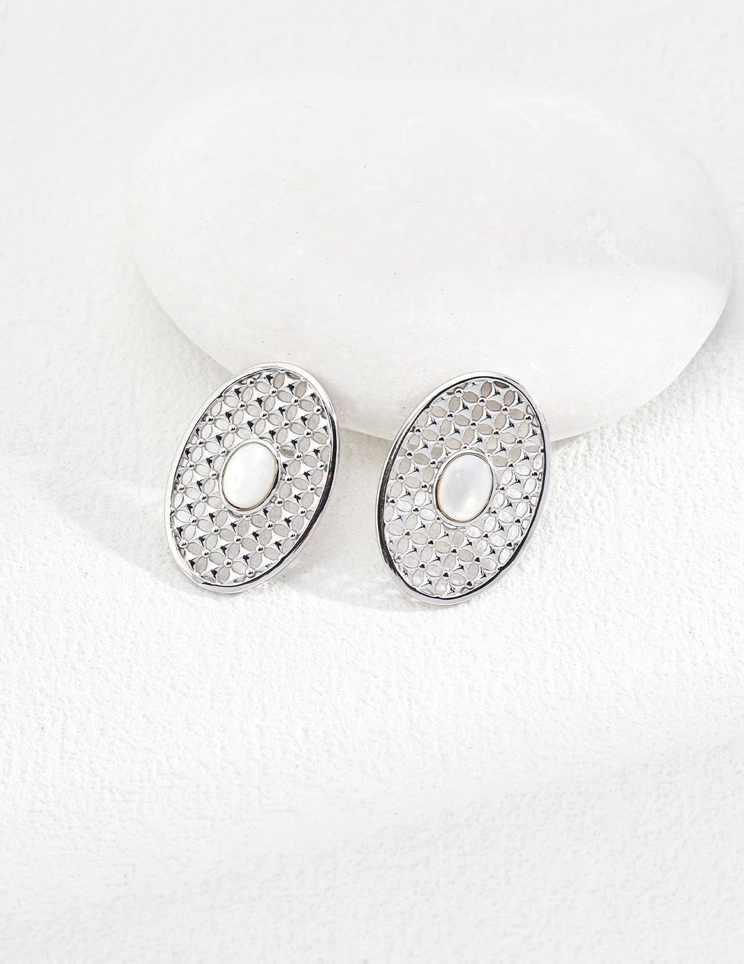 Oval Mother-of-Pearl Earrings