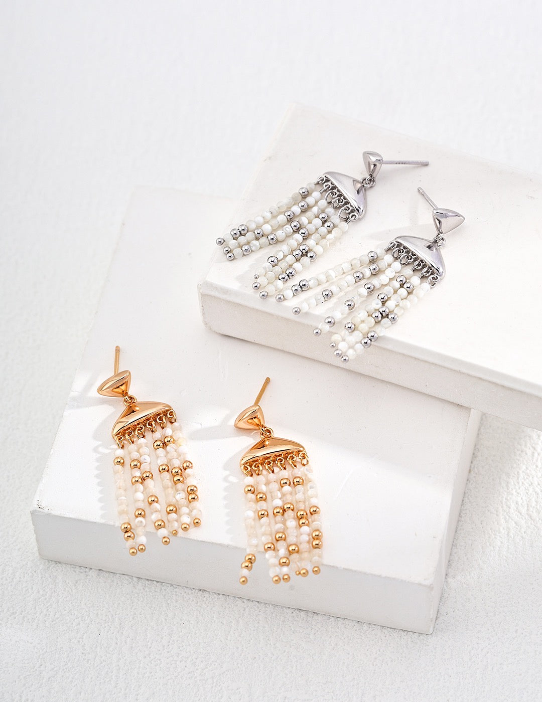 Seashell Drop Sterling Silver Earrings