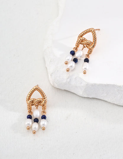 Boucles d'oreilles coeur en perles de lapis-lazuli