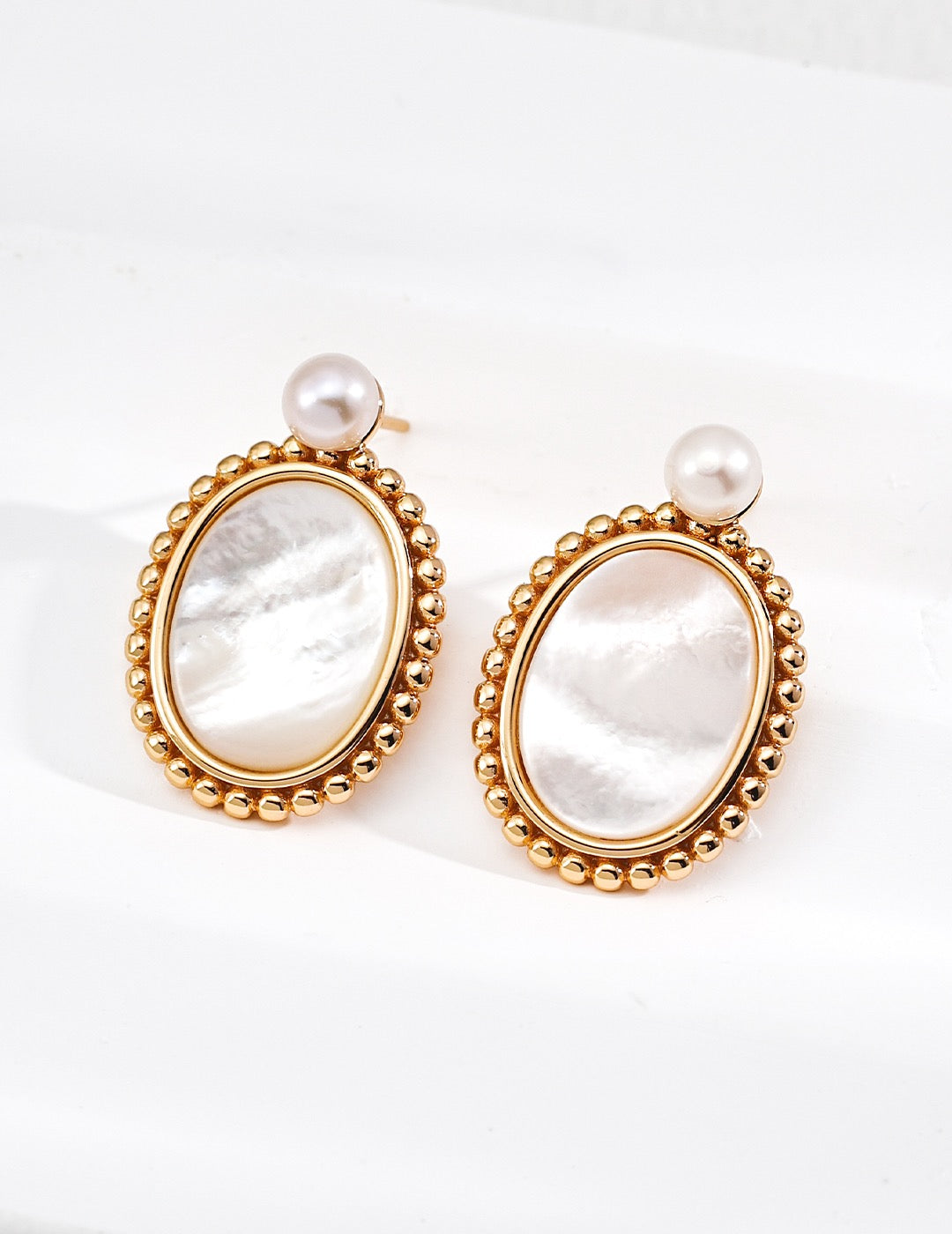 Oval Mother of Pearl Earrings