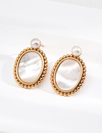 Oval Mother of Pearl Earrings