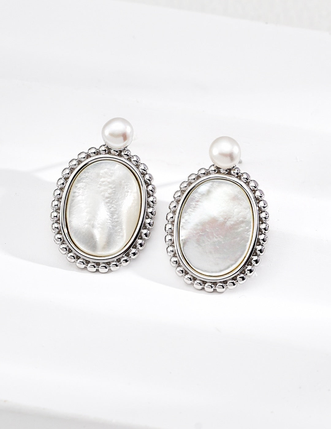 Oval Mother of Pearl Earrings
