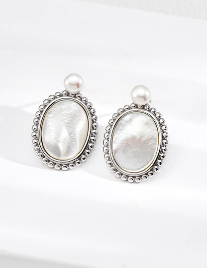 Oval Mother of Pearl Earrings