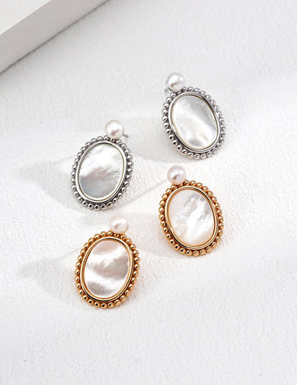 Oval Mother of Pearl Earrings
