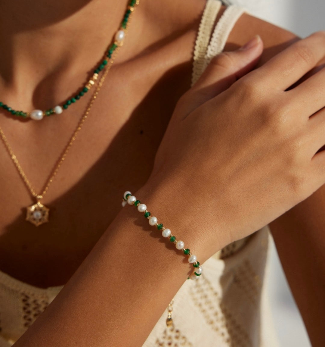 Pearl Emerald Bracelet