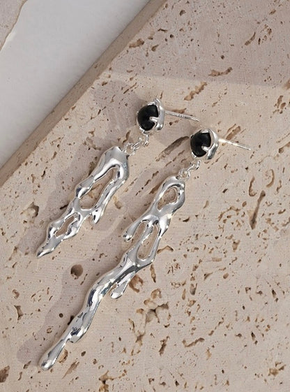 Asymmetrical Black Onyx Earrings