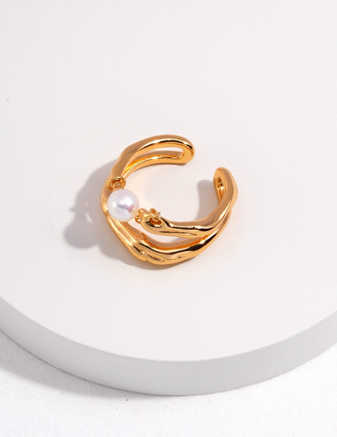 Double Layer Pearl Silver Ring