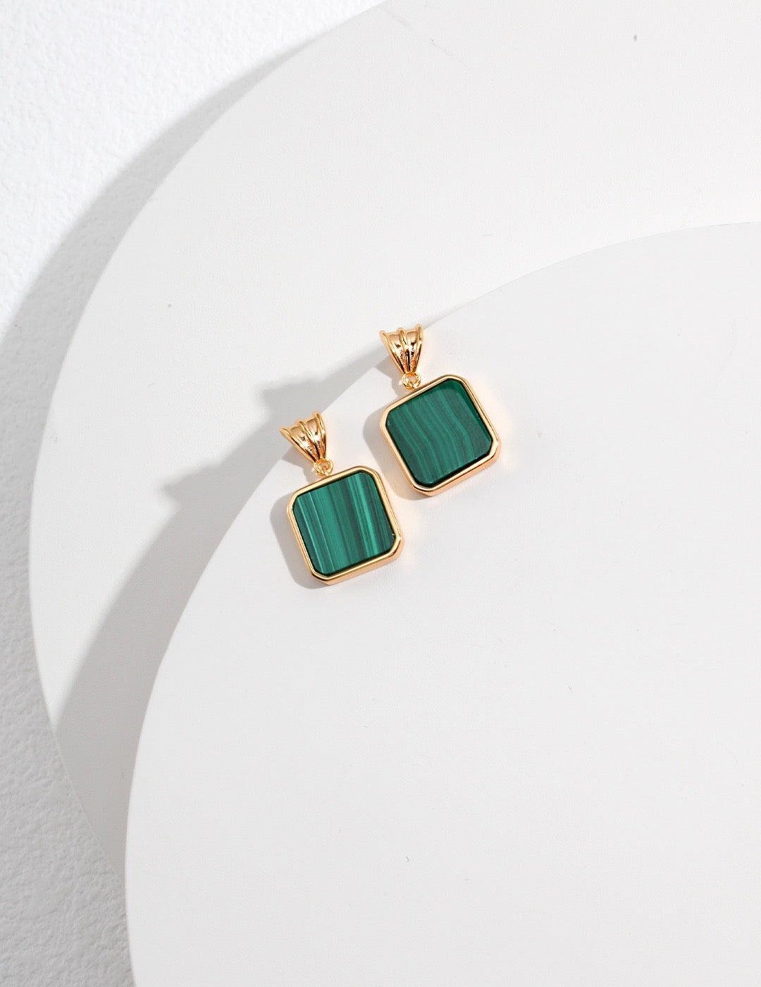 Square Malachite Sterling Silver Earrings