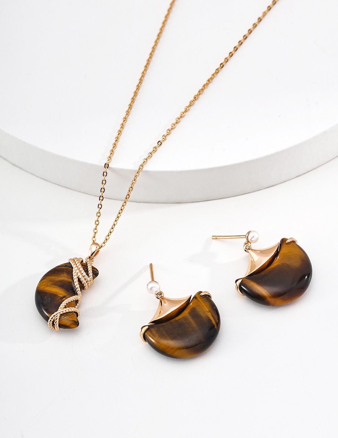 Moonlight Tigers Eye Sterling Silver Earrings