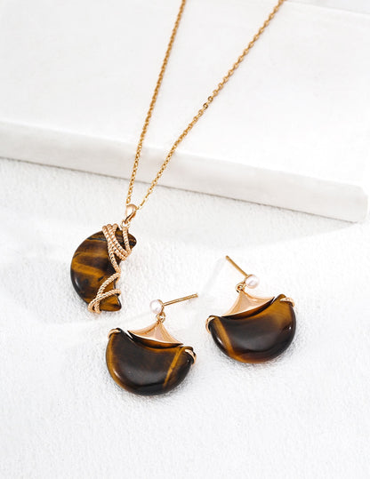 Moonlight Tigers Eye Sterling Silver Earrings