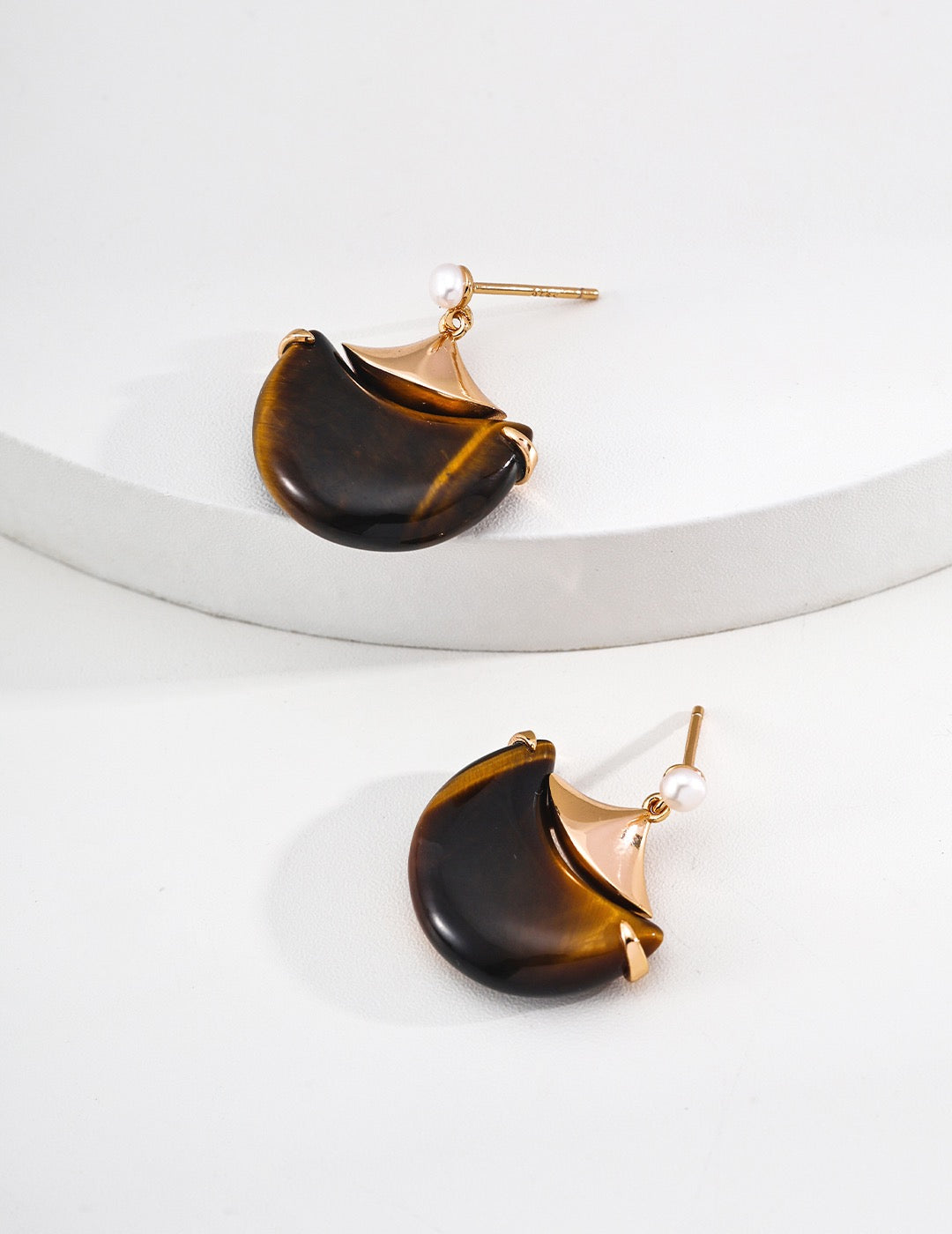 Moonlight Tigers Eye Sterling Silver Earrings