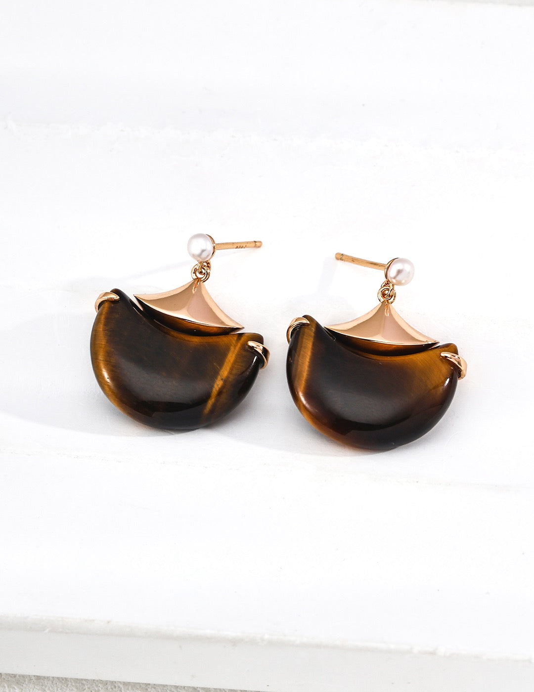 Moonlight Tigers Eye Sterling Silver Earrings