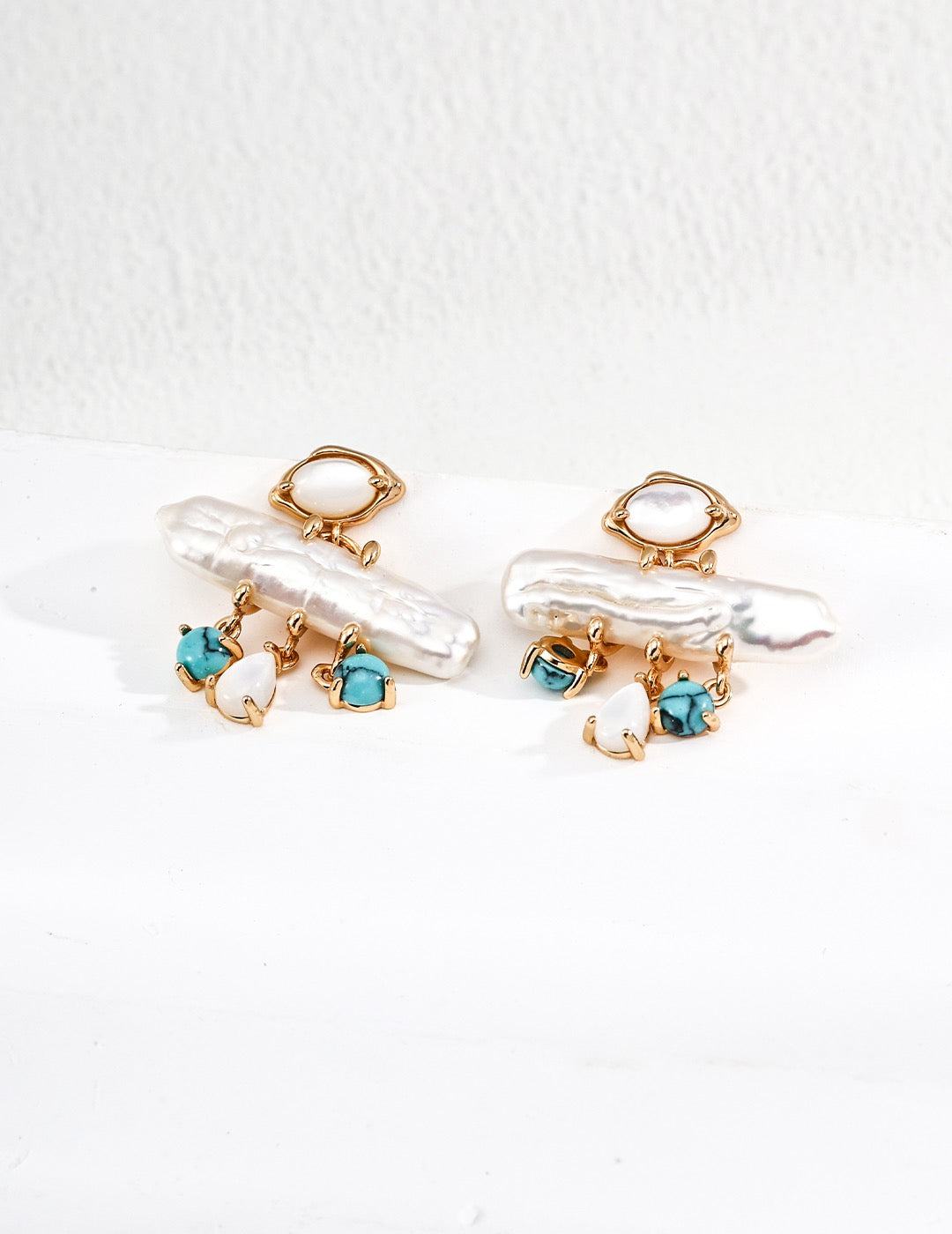 Natural Turquoise Blue Pearl Earrings