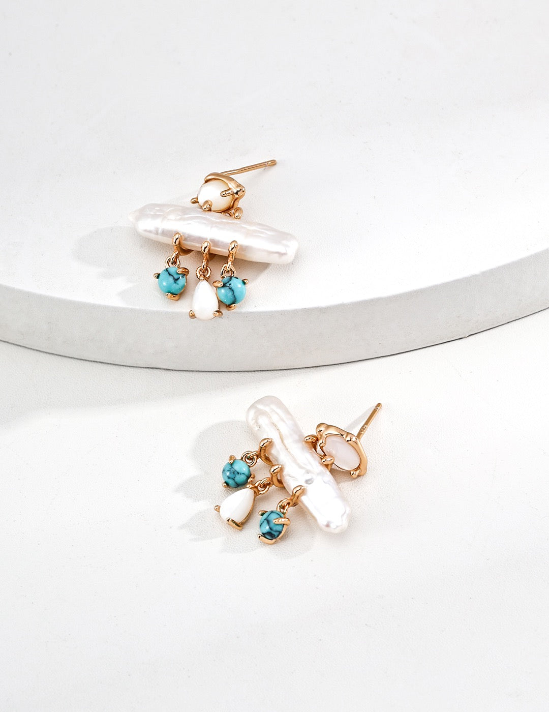 Natural Turquoise Blue Pearl Earrings