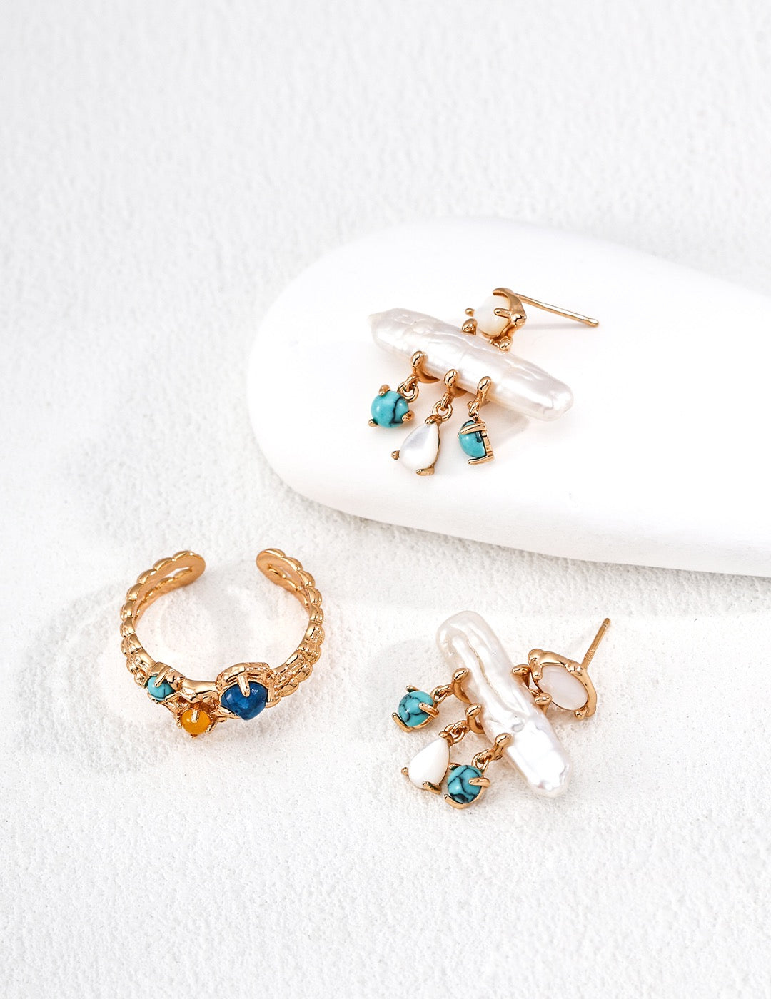 Natural Turquoise Blue Pearl Earrings