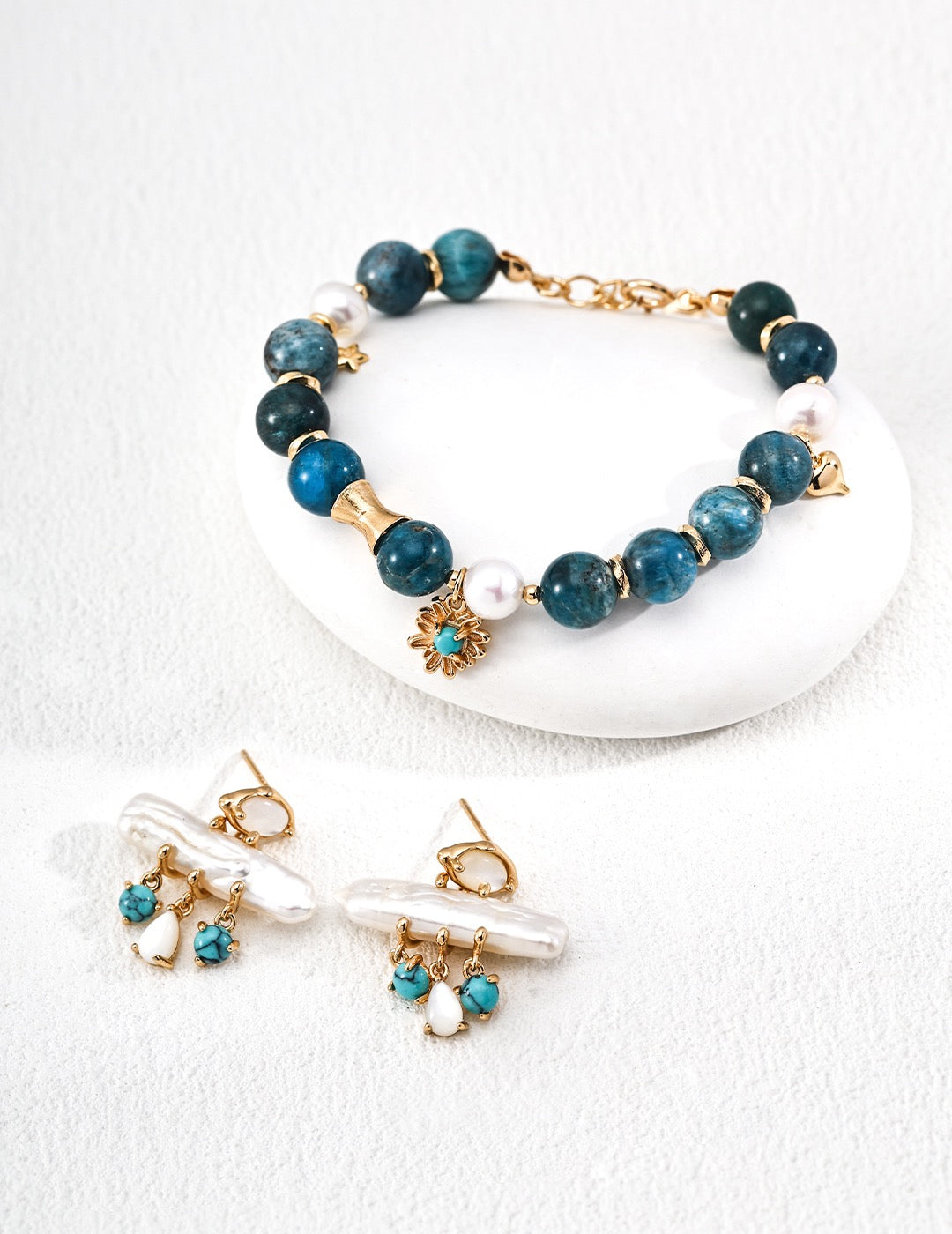 Natural Turquoise Blue Pearl Earrings