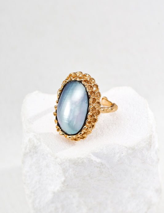 Saltwater Silver Mabé Pearl Ring