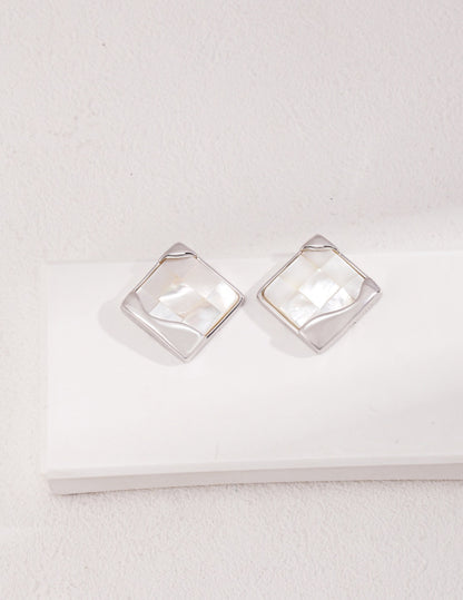 Ancient Greek Mosaic Shell Earrings - Square