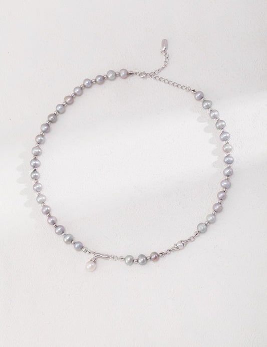 Grey Pearl Necklace | Grey Jewellery | Women's necklace | Grey pearl earrings