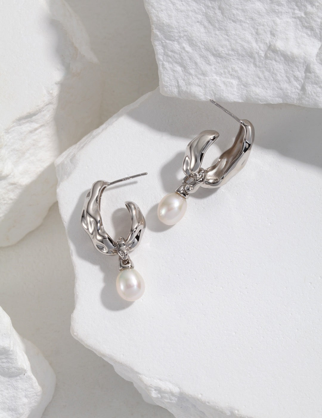 Silk Scarf Natural Pearl Earrings | Estincele Jewellery | Women's earrings