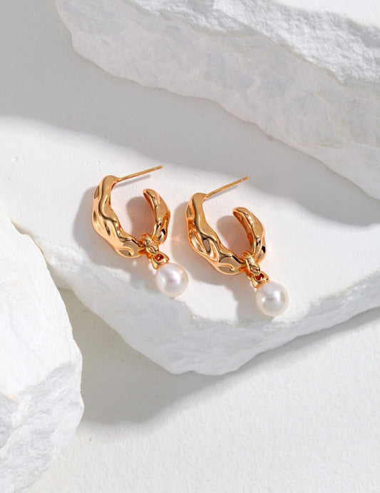 Silk Scarf Natural Pearl Earrings | Estincele Jewellery | Women's earrings