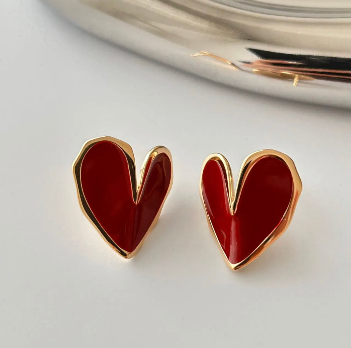 Large Red Heart Earrings | Red jewelry | Red earrings | Gold jewelry | Silver jewelry | Women's earrings