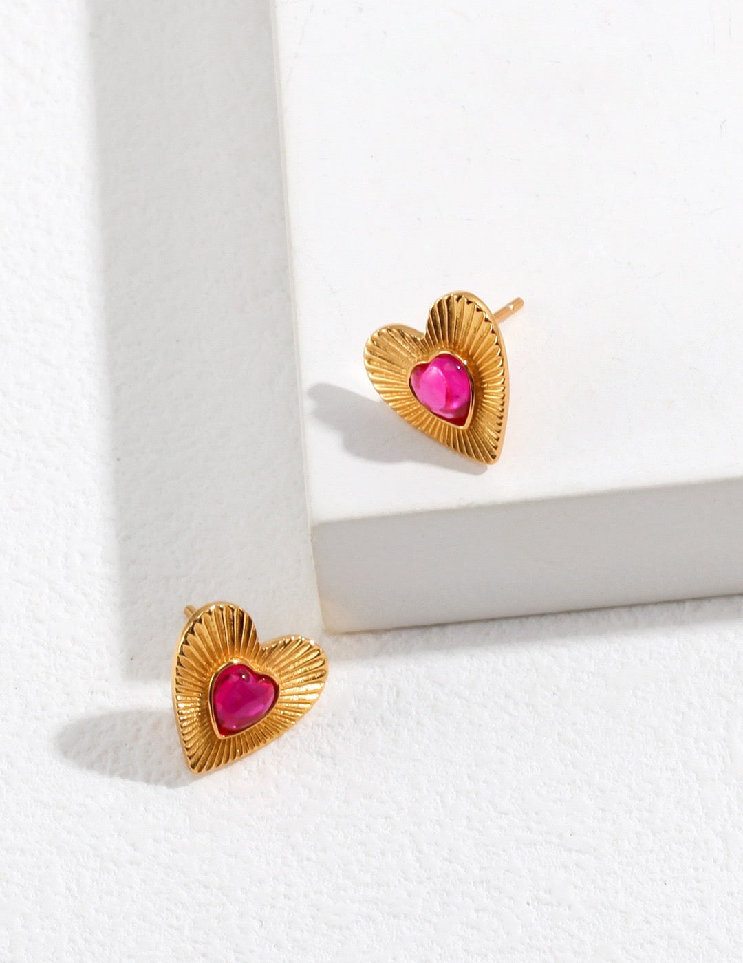 Pink Heart Earrings | Pink earrings | Heart earrings | Estincele Jewellery