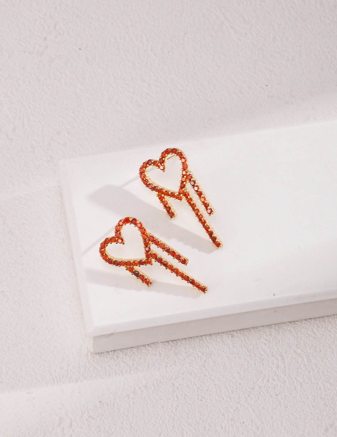 Melting Red Heart Earrings | Gold earrings | Silver earrings | Heart earrings | Estincele Jewellery